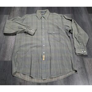Vintage BD Baggies Button Down Shirt Men L Green Plaid 90s Ivy College Preppy